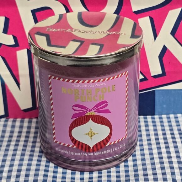 BBW North Pole Punch Single Wick 8 oz. Candle Exclusive Christmas Gift Tag - Picture 1 of 3